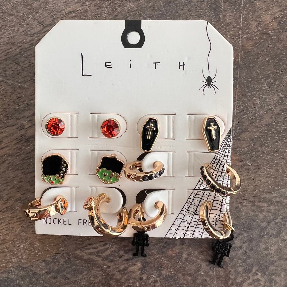 New Leith Nickle Free Gold Tone Halloween Post Stud Earring Set - 6 pairs